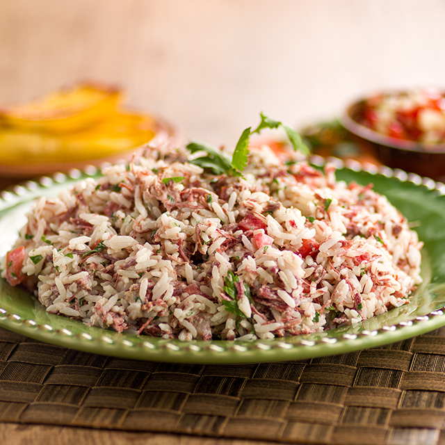 Receita: Arroz Cremoso de Carne Seca Com Banana Frita