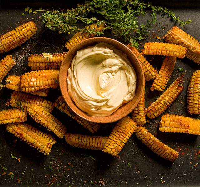 Receita: Costelinha de Milho com Molho de Margarina de Milho Picante