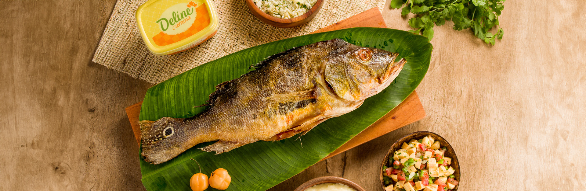 Receita: Tucunaré Assado NA Folha de Bananeira Com Purê de Mandioca E Goma de Tapioca